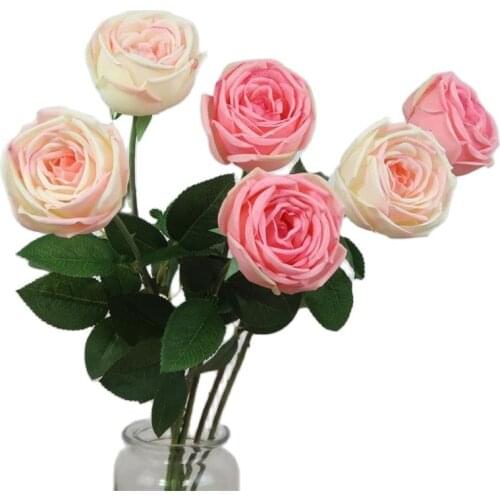 7Pcs Fake Moisturizing Curling Rose 25.6" Length Simulation Real Touch Roses for Wedding Home Decorative Artificial flowers