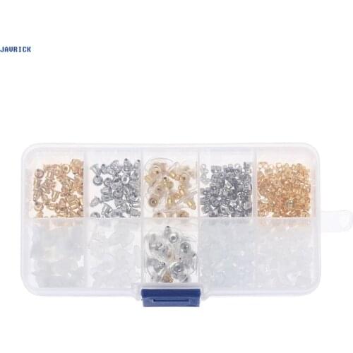 JAVRICK 400Pcs Hypoallergenic Silicone Metal Assorted Earring Backs Box Jewelry Findings