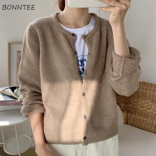 Cardigan Women Soft Simple Outerwear Sweater All-match Spring Autumn Warm Comfortable Retro Female Clothing Trendy Basic Solid