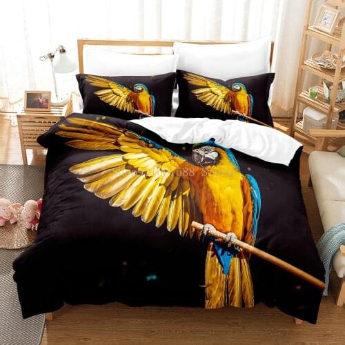 Bedding Set 3d Printed Parrot Comforter Bedding Sets King Duvet Cover Queen For Kids Bed Linen Twin Queen King Size Dropshipping