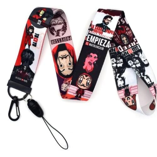 La Casa De Papel Lanyard Keychains Money Heist The House of Paper Mobile Phone Rope ID Lanyards Key Lanyard Neck Straps Jewelry