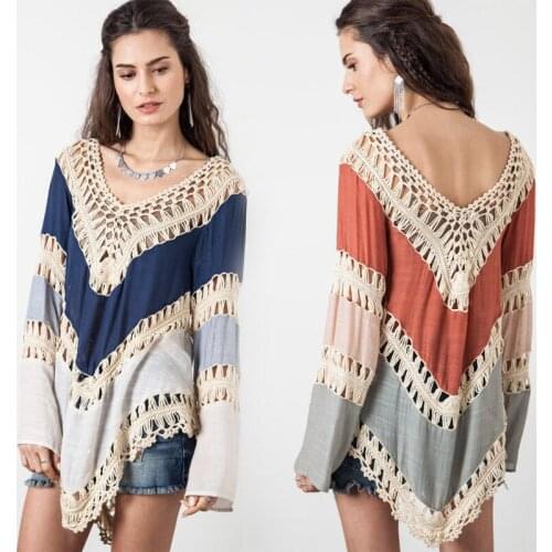 Hot sale new spring autumn women shirt hollow out women clothing loose casual shirts blusa feminina long sleeve sexy tops XD3391