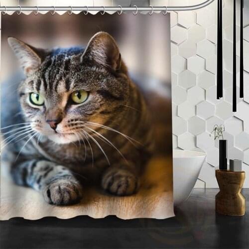 Best Nice Custom Cute Cat Shower Curtain Bath Curtain Waterproof Fabric For Bathroom MORE SIZE WJY#18