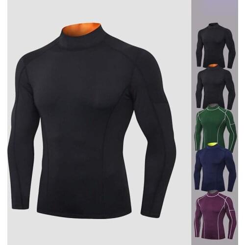Men Outdoor Running Hiking T-Shirts Male Long Sleeve Sports Camping Shirt Hunting Turtleneck Yoga Trainning Exercise Clothes 506