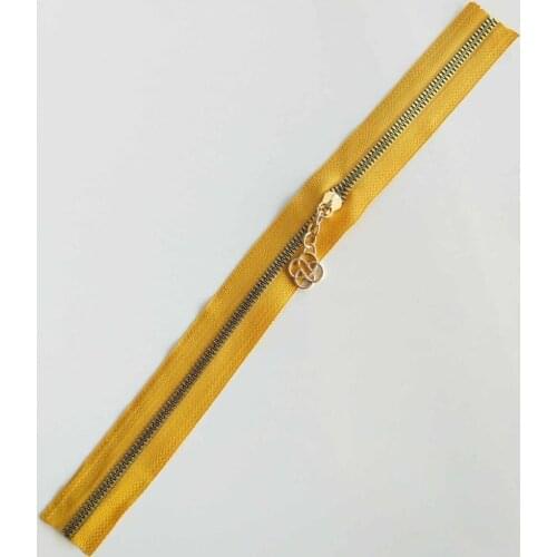 Hooded Zipper 30 cm Light Gold Metal Mustard