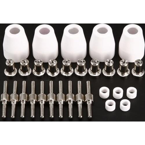 30pcs Plasma Cutter Consumables Extended Nickel-Plated Electrodes Nozzles For LG-40 PT-31 Torch CUT40 312 Cutting Machines