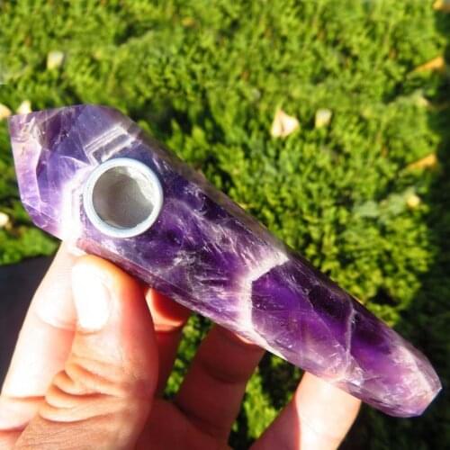 Natural Quartz Pipe Smoking Pipe Dream AmeThyst Point Rod Treatment Gem With Metal Filter Wholesale Price 1PC