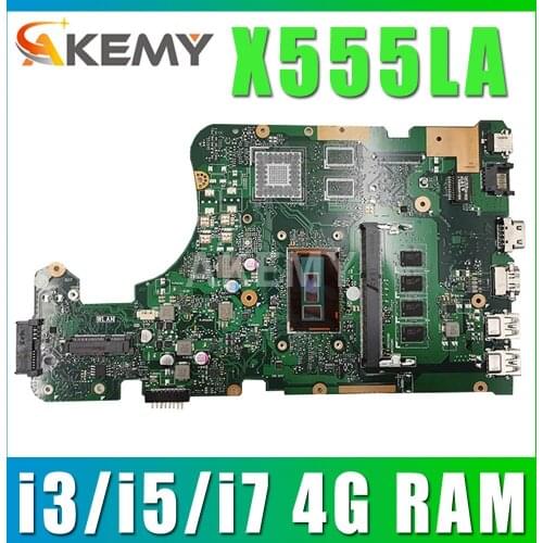 New!!! i3/i5/i7 X555LA X555LAB LVDS EDP motherboard For Asus X555LD X555LJ X555LA X555LAB 4G RAM laptop mainboard Tested Workin