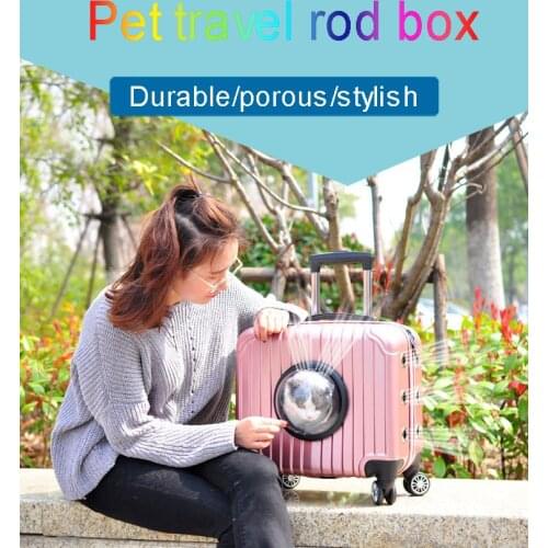 Pet Trolley Cat Outdoor Portable Transportation Suitcase Capsule Pet Universal Wheel Breathable Large Capacity Carrier For Cat