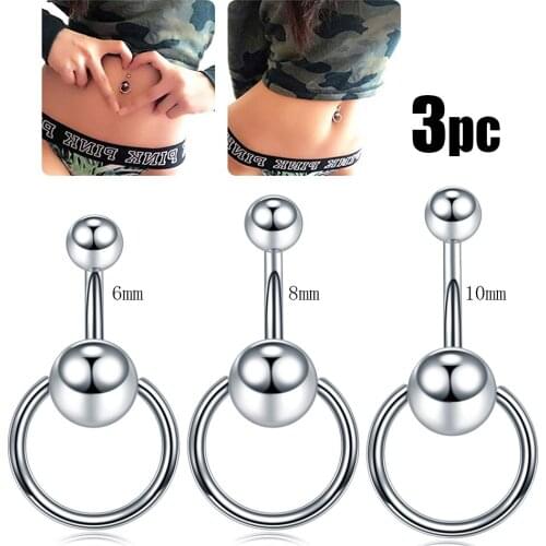 3Pcs New Surgical Steel Navel Piercing Sexy Belly Piercing Ombligo Belly Button Rings Nombril Navel Rings Earrings Body Jewelry