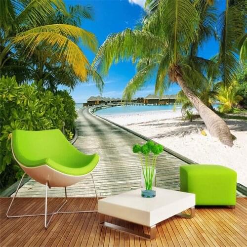 Custom sea view 3d landscape background wall professional production mural wholesale wallpaper mural poster photo wall