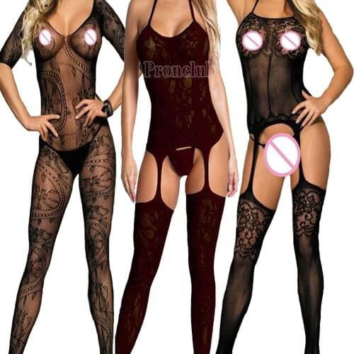 Porn Lingerie Bodysuit Underwear Sexy Bodystockings Women Fishnet Open Crotch Catsuit Lingerie Crotchless Teddies Mujer