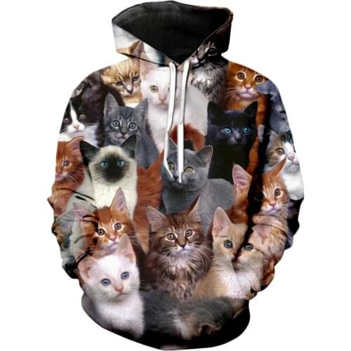 PLstar Cosmos Drop shipping 2020 autumn Fashion Hoodie Animal cute cat Collage 3d Print Mens Womens Casual Hooded Sweatshirt