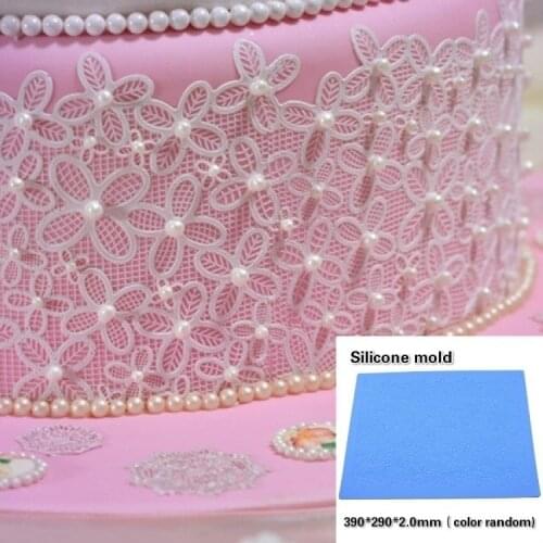 Fondant Silicone Lace Mold Flower Cake Lace Edge Mold Chocolate Lace Mat Cake Lace Mould ( Random Color)
