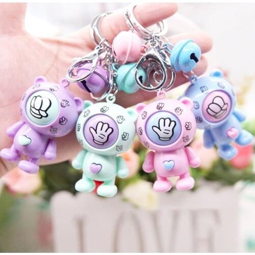Funny Family Mora Games Bear Rock Paper Scissors Play Toy Round Egg Keychain Bag Pendant Small Gift