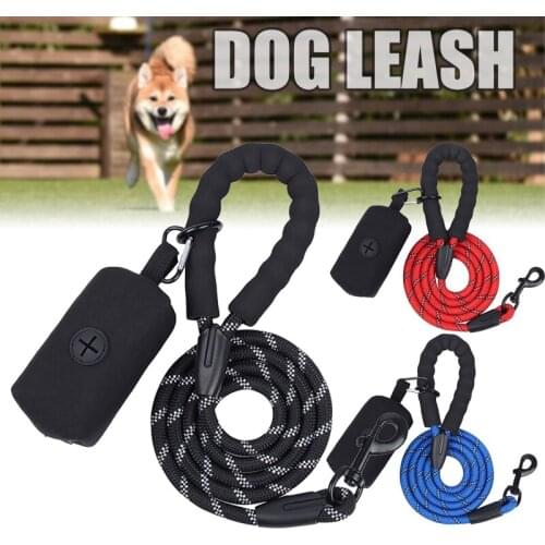 Dog Leash Reflective Nylon Round Rope Dog Rope Poop Picking Bag Set Durable and Portable MAZI888