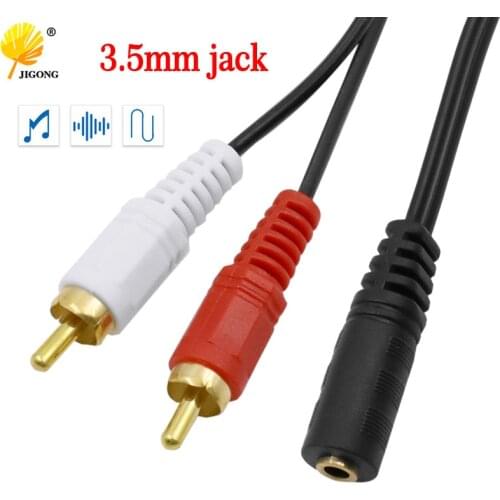 Universal 3.5mm Stereo Audio Female Jack to 2 RCA Male Socket to Headphone 3.5 Y Adapter Cable