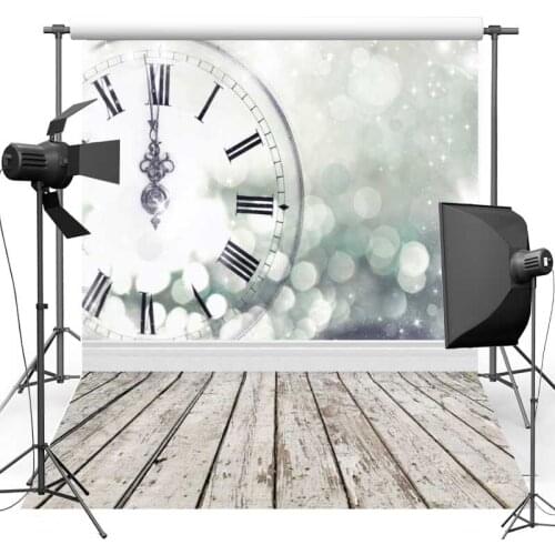MEHOFOTO Clock Sparkle Vinyl Photography Background For Wedding New Fabric Flannel Wood Floor Backdrops for photo studio F411