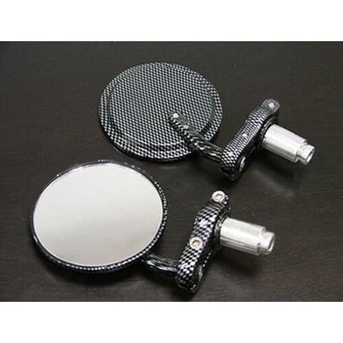 Brand new Black / Carbon Fiber 7/8" Bar End Mirrors Round 3" For Kawasaki KL KLR 250 600 650