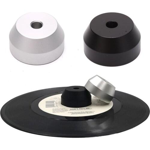 1PC Sliver/Black Aluminum Adapter 45 RPM Adapter Durable Solid Aluminum Center Adapter for 7 inch EP Record Vinyl