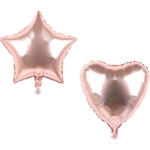 10pcs 18inch rose gold star Heart Globos Metallic Color Infatable Foil Balloon for Party Wedding Valentines Day Decoration gift