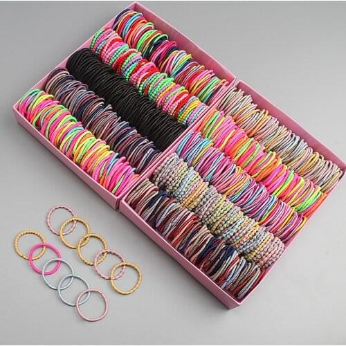 100Pcs/Set Multicolor Girls Hair Rings Hair Accessories Ponytail Rubber Hair Rope High Elastic Children Hair Rope Head Rope