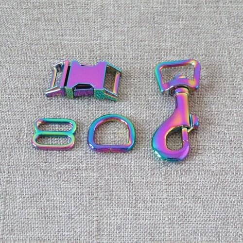 20sets/Pack Metal D Ring Buckle Clip Hook Clasp Belt Loop Adjuster Tri Glide For Pet Dog Collar Leash Harness Sewing Accessories