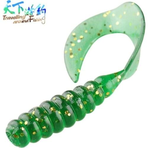 Travel 20pcs 48mm 1.1g Curved Tail Soft Fishing Lures For Isca Artificial Protein Soft Bait Leurre Peche Plastic Worm Pesca