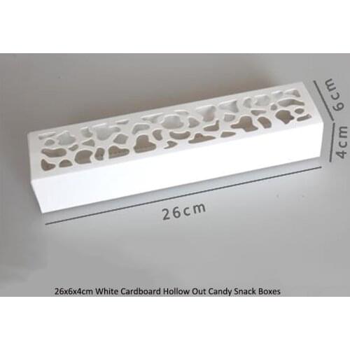 2018 Real Gift Wedding 20pcs/pack: 26x6x4cm White Cardboard Hollow Out Candy Snack Boxes Diy Pastry Chocolate Macaron Box