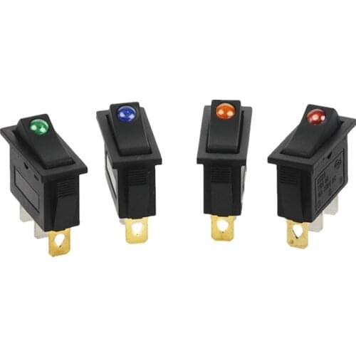 4Pcs KCD3 Rocker Switch ON-OFF 2 Position 3 Pin Electrical equipment With Dot Light Power Switch 16A 250VAC/ 20A 125VAC