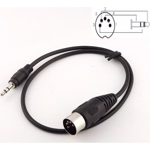 50pcs Din 5 Pin Din MIDI Male Plug To 3.5mm Male Stereo Jack Audio Cable 50cm 0.5m