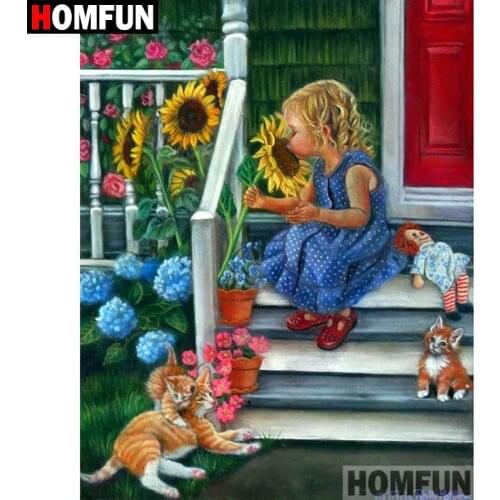 HOMFUN Full Square/Round Drill 5D DIY Diamond Painting "Cartoon girl" Embroidery Cross Stitch 5D Home Decor Gift A07439