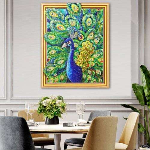 Meian Special Shaped Diamond Embroidery Animal Peacock 5D,Diamond Painting Cross Stitch 3D Diamond Mosaic Decoration Christmas