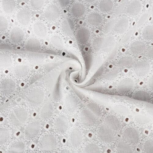 White Geo Hollow Lace Cloth Square Shape Embroidered Womens Summer Cotton Cloth Hollow Lace Fabric