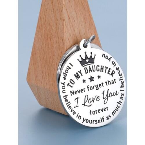 To My Daughter Keychain Gifts from Mom Dad Women Girls Adoptive Step Daughter Birthdayncouragement Gifts to Girls Mothers Day