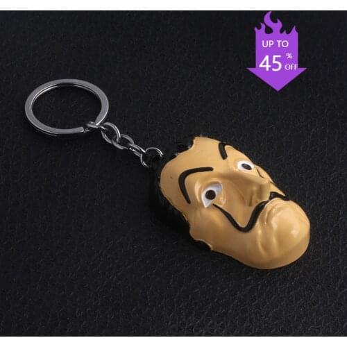 La Casa De Papel Mask Keychain Money Heist The House of Paper Salvador Dali Mask Key Chain for Women Men Car Keyring Jewelry