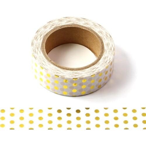 10M Decorative Gold Foil Washi Tape White Dots DIY Scrapbooking Sticker Label Japanese Masking tape School Office Supply