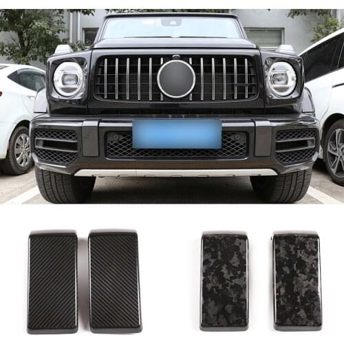 For Mercedes Benz G class G63 2019-2020 Real Carbon Fiber Car Exterior Front Bumper Decoration Sticker Car Accessories