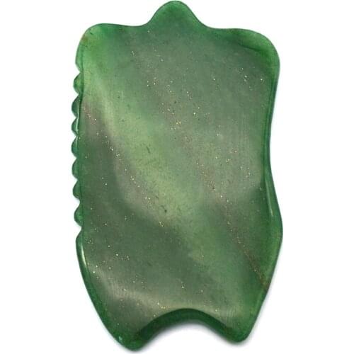 New Shape Green Aventurien or Bian Stone Jade Guasha Tools Gua Sha Board for Back Massage