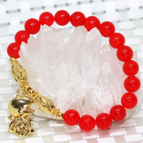 Factory outlet Bohemia style top quality red chalcedony stone beads jades bracelet 8mm round beads gift jewelry 7.5inch B2054
