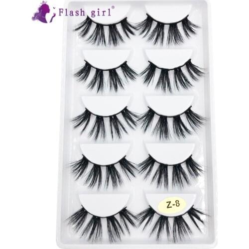 Flash girl Best Quality Z series Z08 Natural transparent terrier False EyeLashes wholesale 5pairs faux mink eyelashes