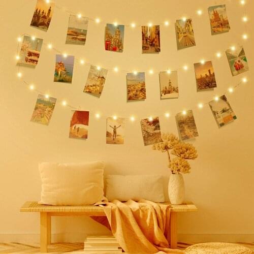 String Light Fairy Light Festoon With Photo Clip USB And Battery Operated Garland For Christmas Home Living Room Decor 2M 5M 10M