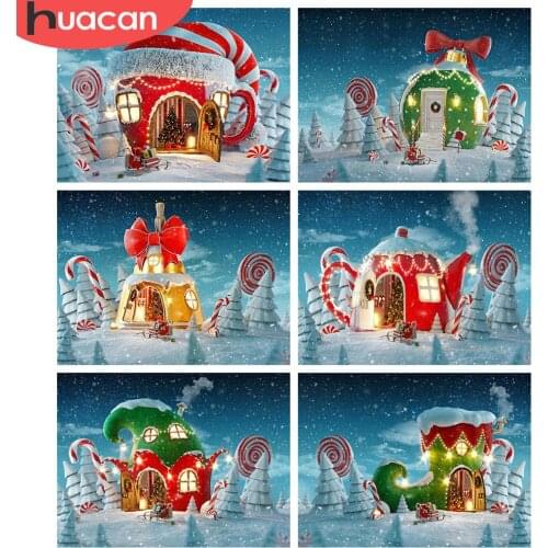 HUACAN 5d Diamond Painting Christmas Tree Landscape DIY Mosaic Pictures Diamond Embroidery Candy Needlework Home Decor