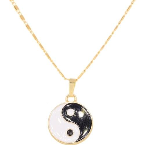 Classic KC golden yin and yang pendant puzzle necklace birthday gift necklace for couples or close friends