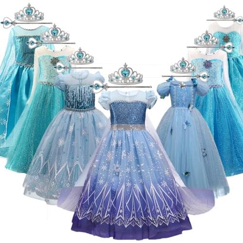 Girl Costume for Halloween Kids Princess for Girls Elsa Cosplay Childrens Dresses Fancy Birthday Costumes for 4-10T Girls Dress