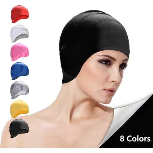 Fashion Professional Adult Silicone Earmuffs Swimming Cap Unisex Long Hair Waterproof Diving Hat