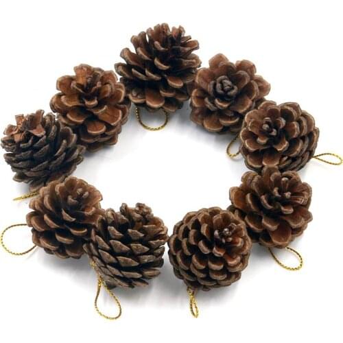 Pack of 9 Decorative Hanging Pinecone Christmas Tree Decorations