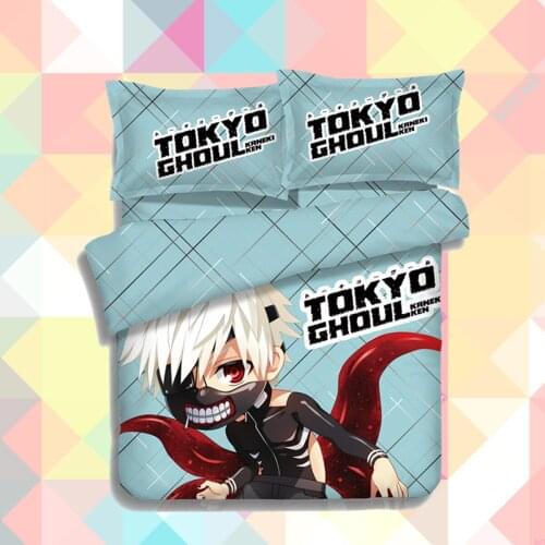 Anime Cartoon Tokyo Ghoul Kaneki Ken Quilt Cover Soft Printed Bedding Set With Pillow Cases Bed Sheet Duvet Cover Set 4pc 151201