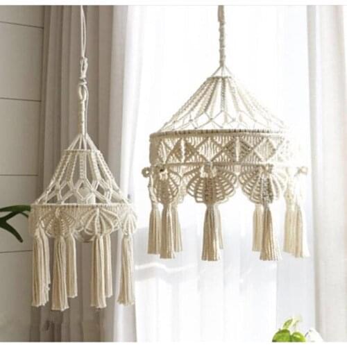 Bohemian Macrame Wall Hanging Ins Style Hand-woven Tapestry Girl Heart Bedroom Living Room Nordic Decoration Chandelier Cover