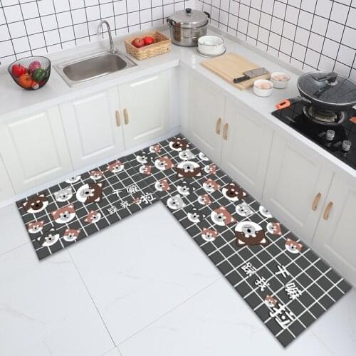 Cartoon Animal Print Non-Slip Kitchen Mat Bedside Long Rug Entrance Doormat Prayer Carpet Indoor Living Room Corridor Area Rug